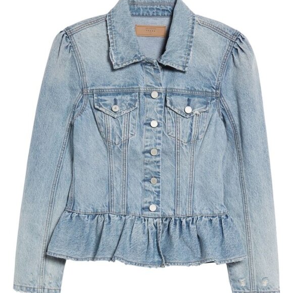 Blank NYC Blue Ruffled Peplum Jean Jacket - Picture 2 of 2